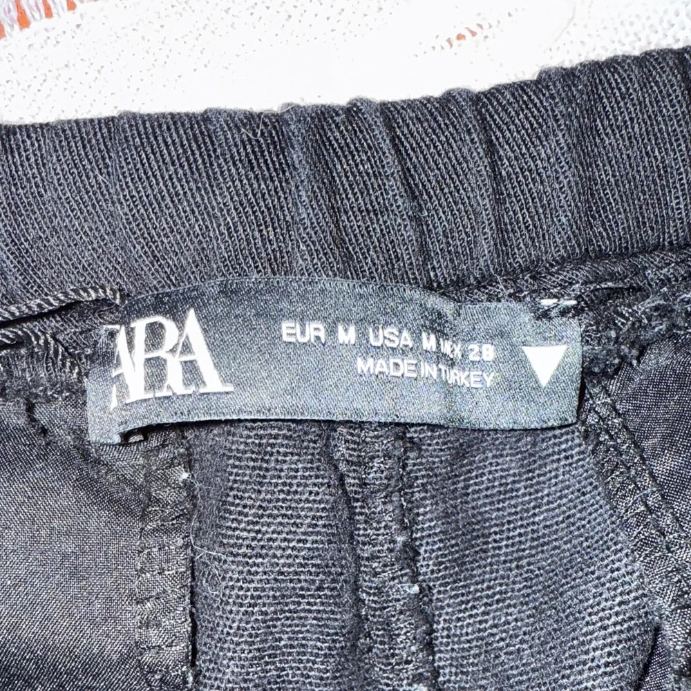 Zara Black Linen-Blend Drawstring Pants • Relaxed Fit • Size M 🖤